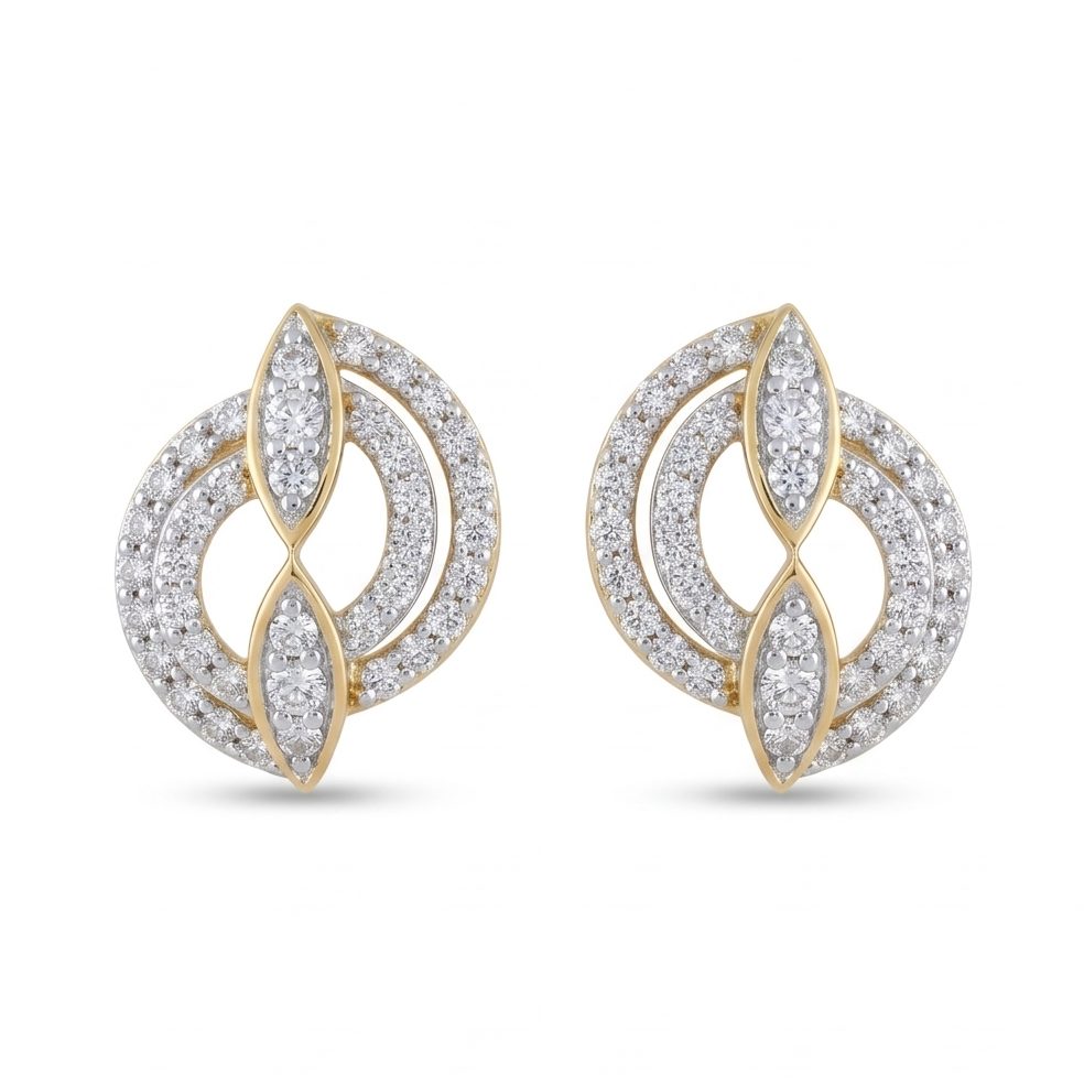 18KT Yellow Gold 0.61 Carat Round Diamond Earrings | Titali Design E-20389