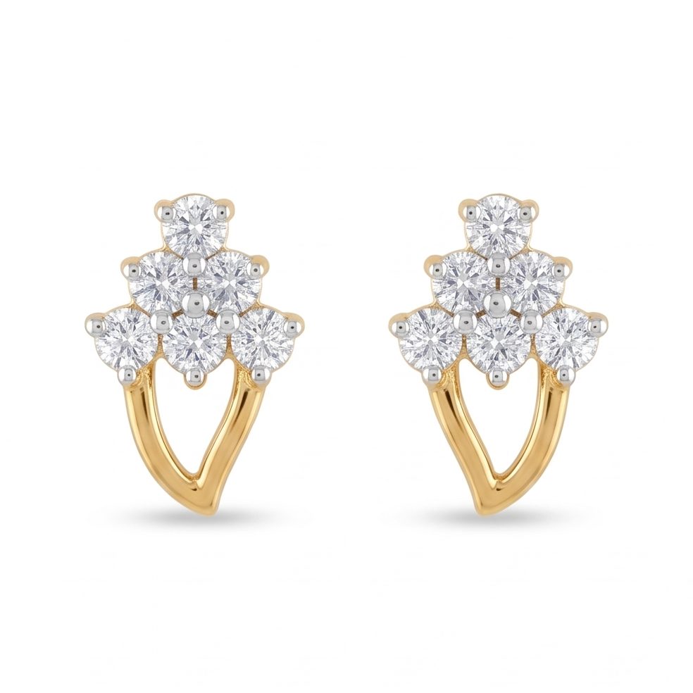 18KT Yellow Gold 0.39 Carat Round Diamond Earrings | Titali Design E-21583