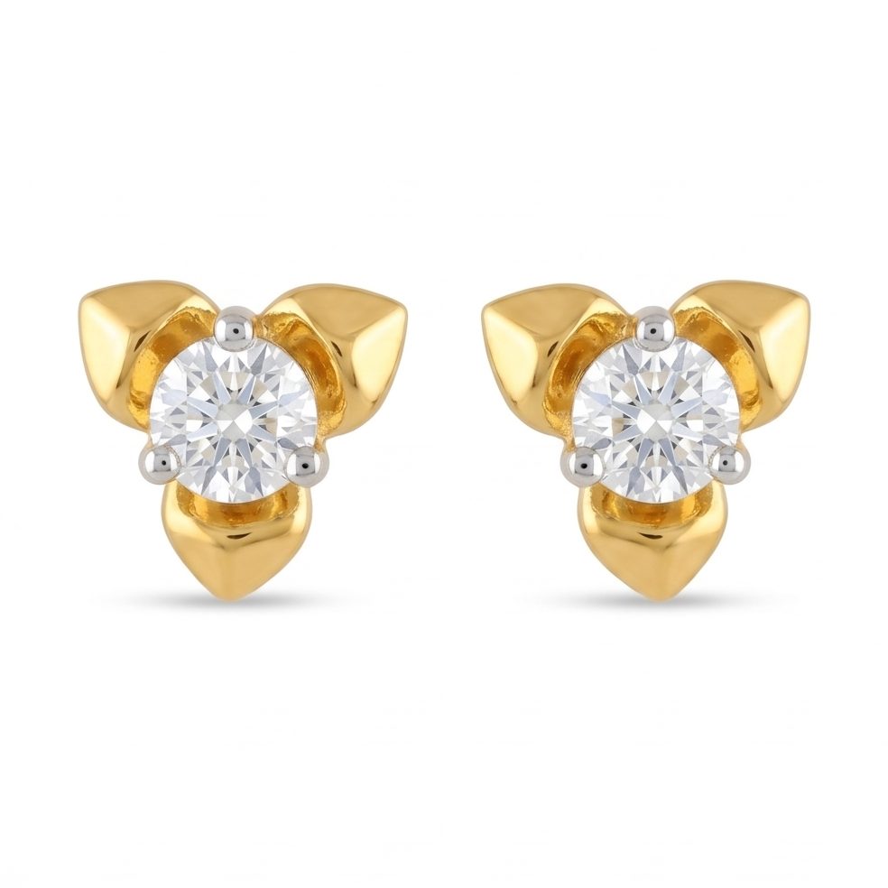 18KT Yellow Gold 0.4 Carat Round Diamond Earrings | Titali Design E-20672