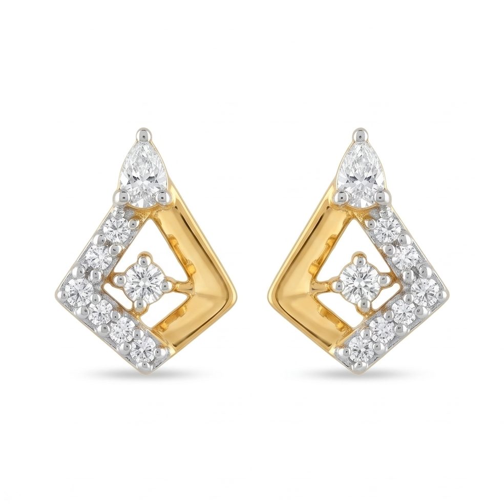 18KT Yellow Gold 0.23 Carat Round Diamond Earrings | Titali Design E-20397