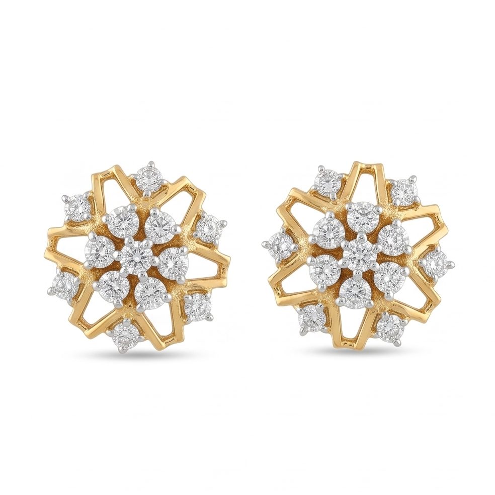 18KT Yellow Gold 0.4 Carat Round Diamond Earrings | Titali Design E-21602