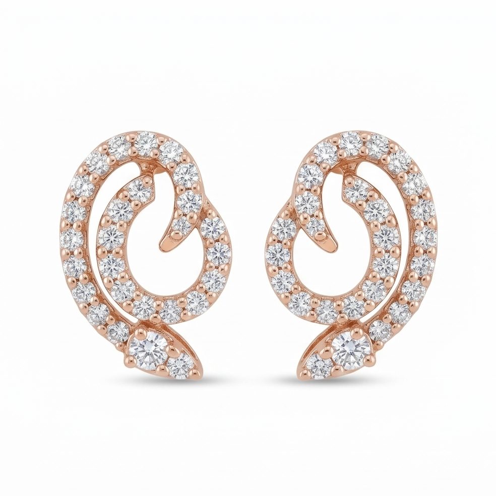 18KT Yellow Gold 0.53 Carat Round Diamond Earrings | Titali Design E-20391