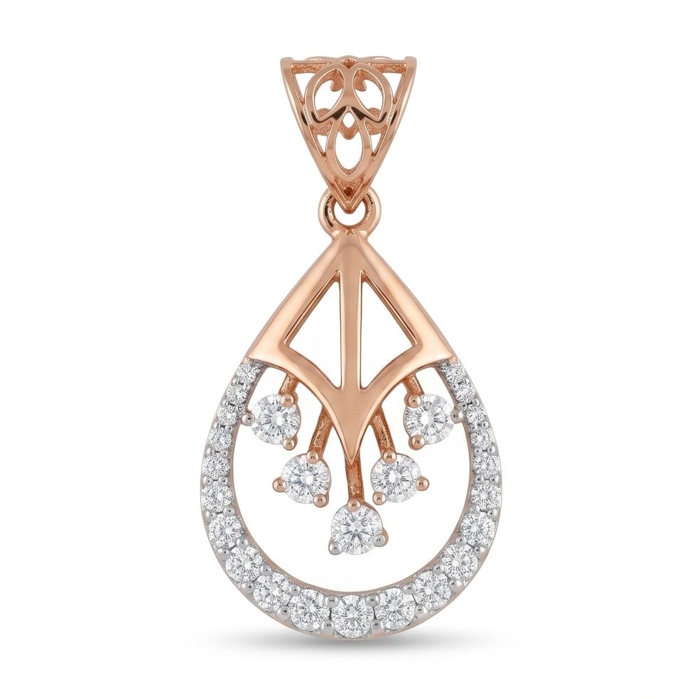 18KT Rose Gold 0.39 Carat Round Diamond Pendant | Titali Design PS707258