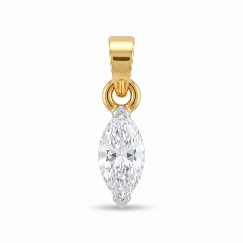 18KT Yellow Gold 0.32 Carat Marquise Diamond Pendant | Titali Design P-20369