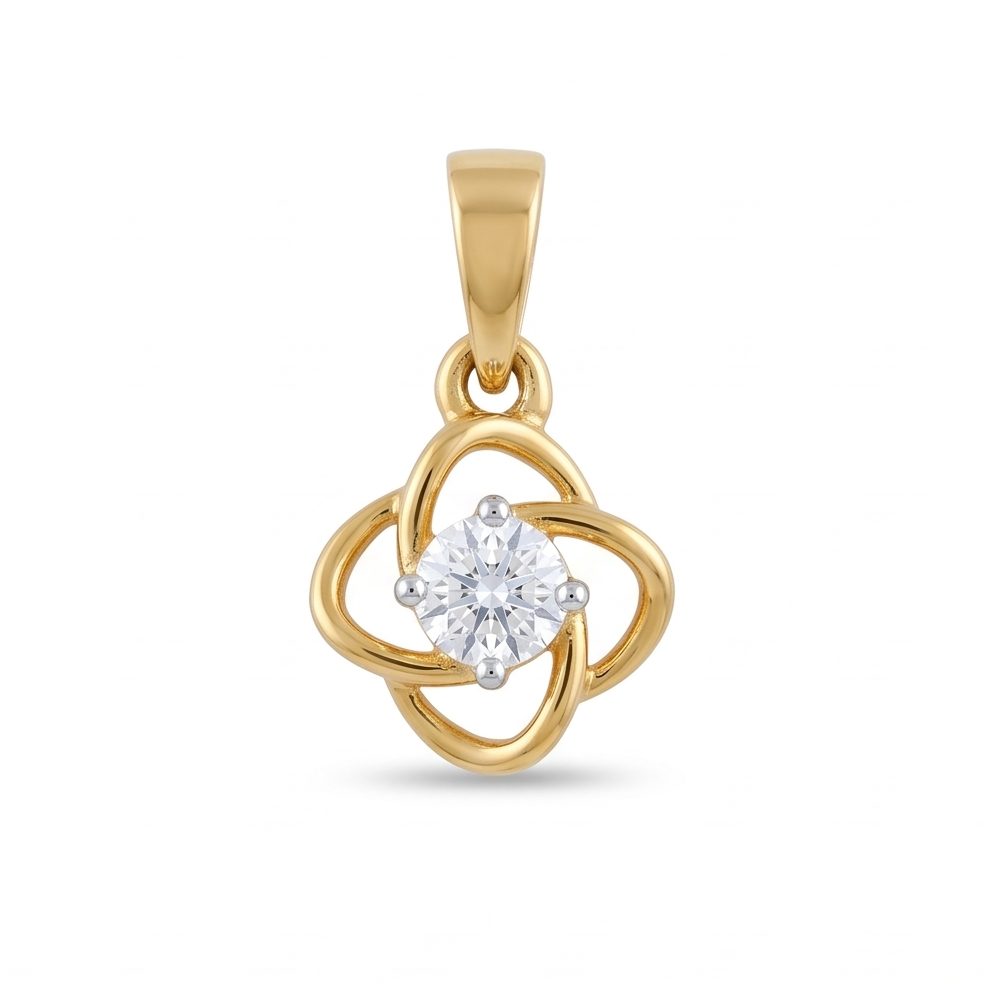 18KT Yellow Gold 0.24 Carat Round Diamond Pendant | Titali Design P-20370