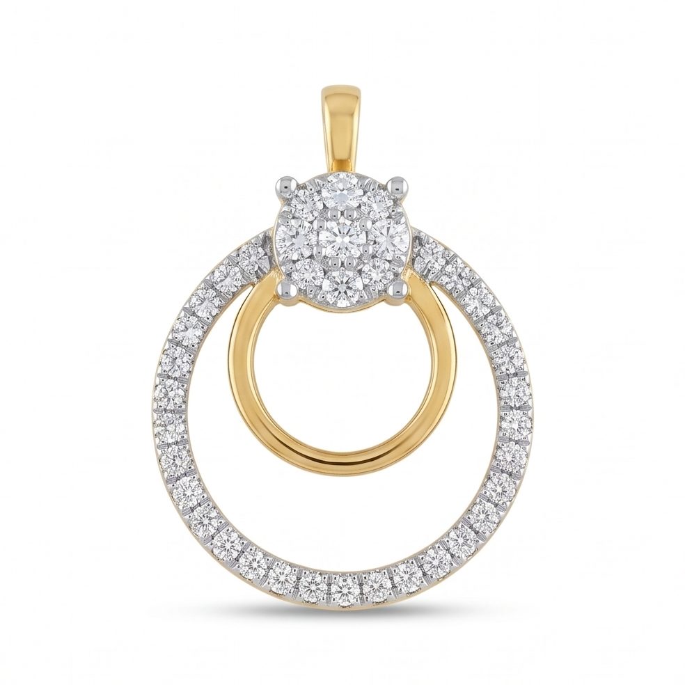 18KT Yellow Gold 0.43 Carat Round Diamond Pendant | Titali Design SP001241
