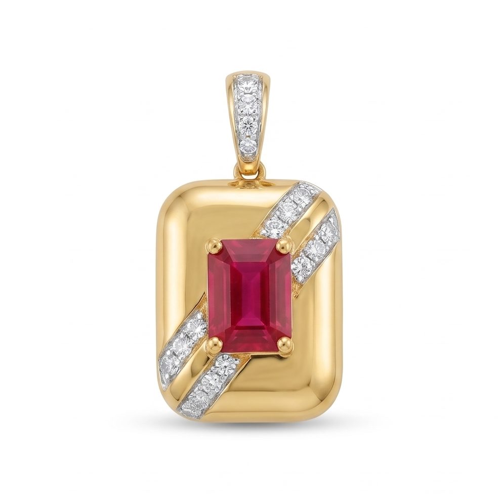 18KT Yellow Gold 0.2 Carat Round Diamond Pendant | Titali Design P-21234