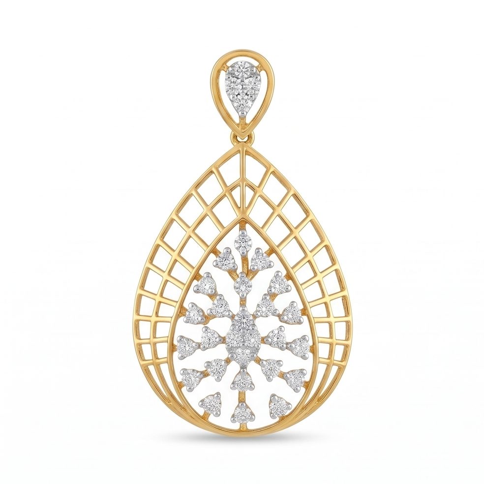 18KT Yellow Gold 0.48 Carat Round Diamond Pendant | Titali Design PS612972