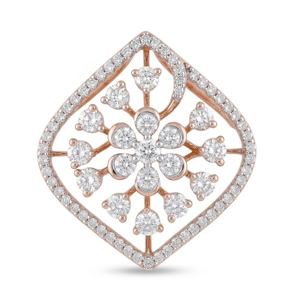 18KT Rose Gold 0.59 Carat Round Diamond Pendant | Titali Design PS707264