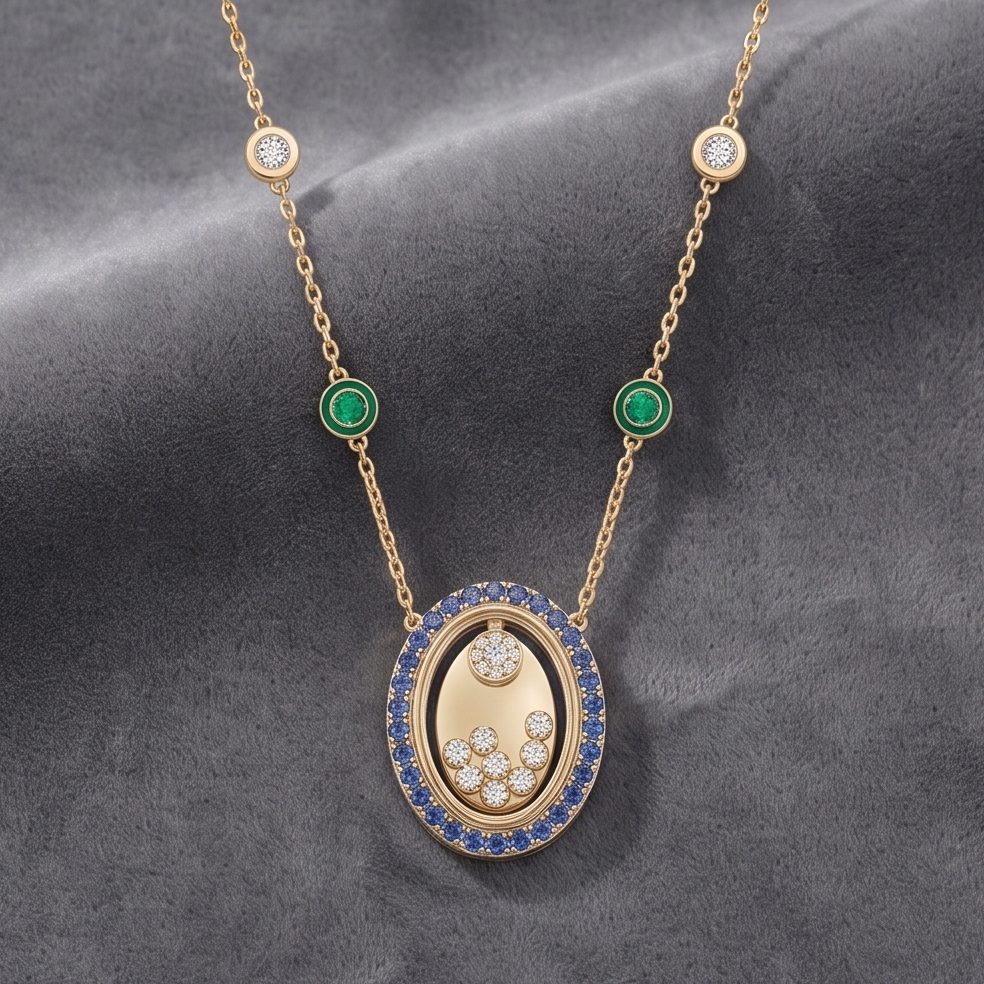 18KT Yellow Gold 0.7 Carat Round Diamond Necklace | Titali Design N-21134