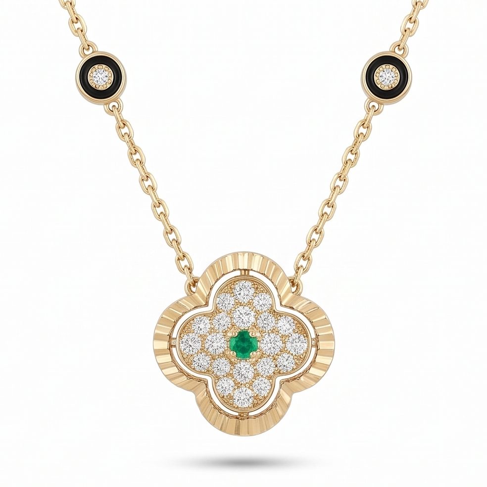 18KT Yellow Gold 0.67 Carat Round Diamond Necklace | Titali Design N-21230