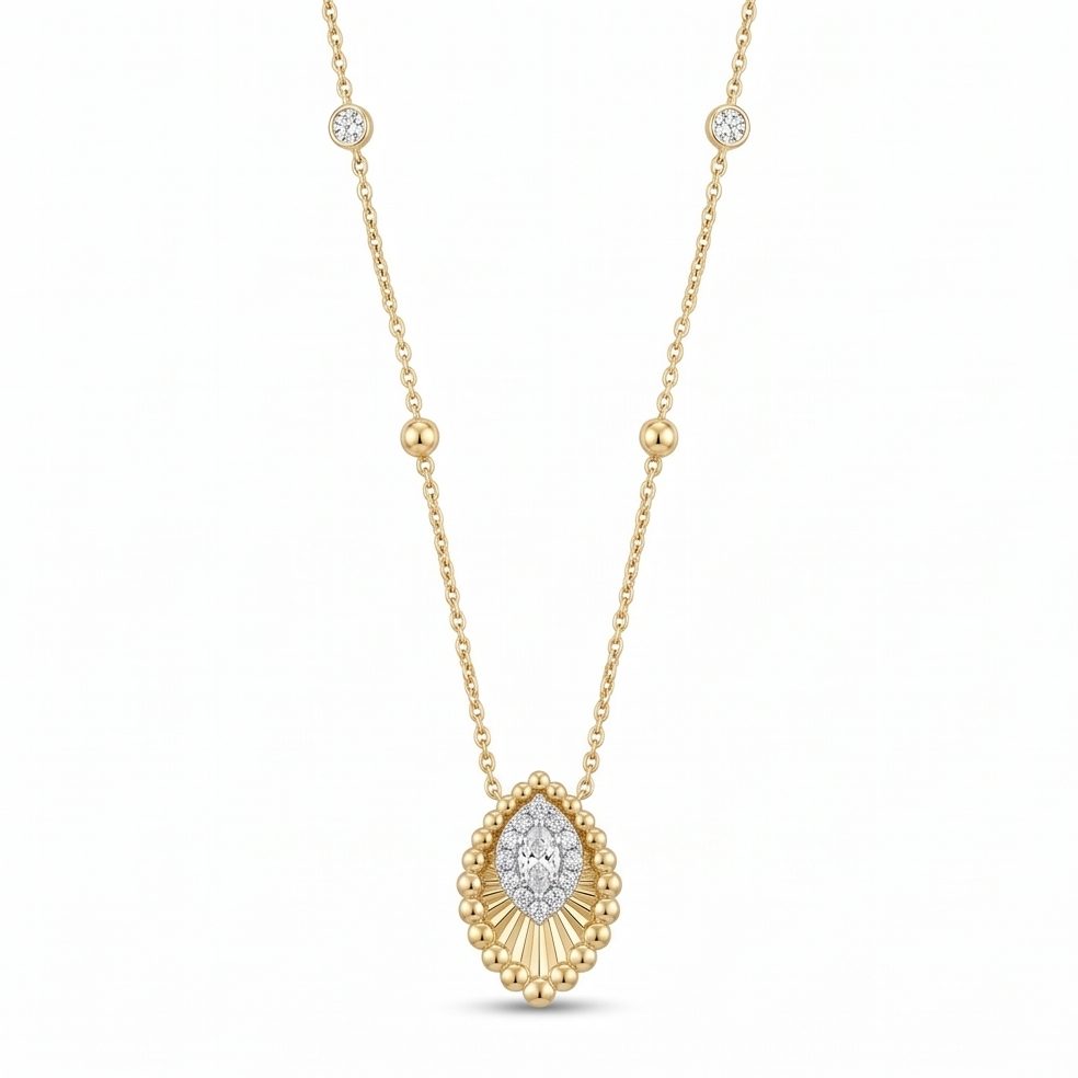 18KT Yellow Gold 0.35 Carat Round Diamond Pendant | Titali Design P-21024