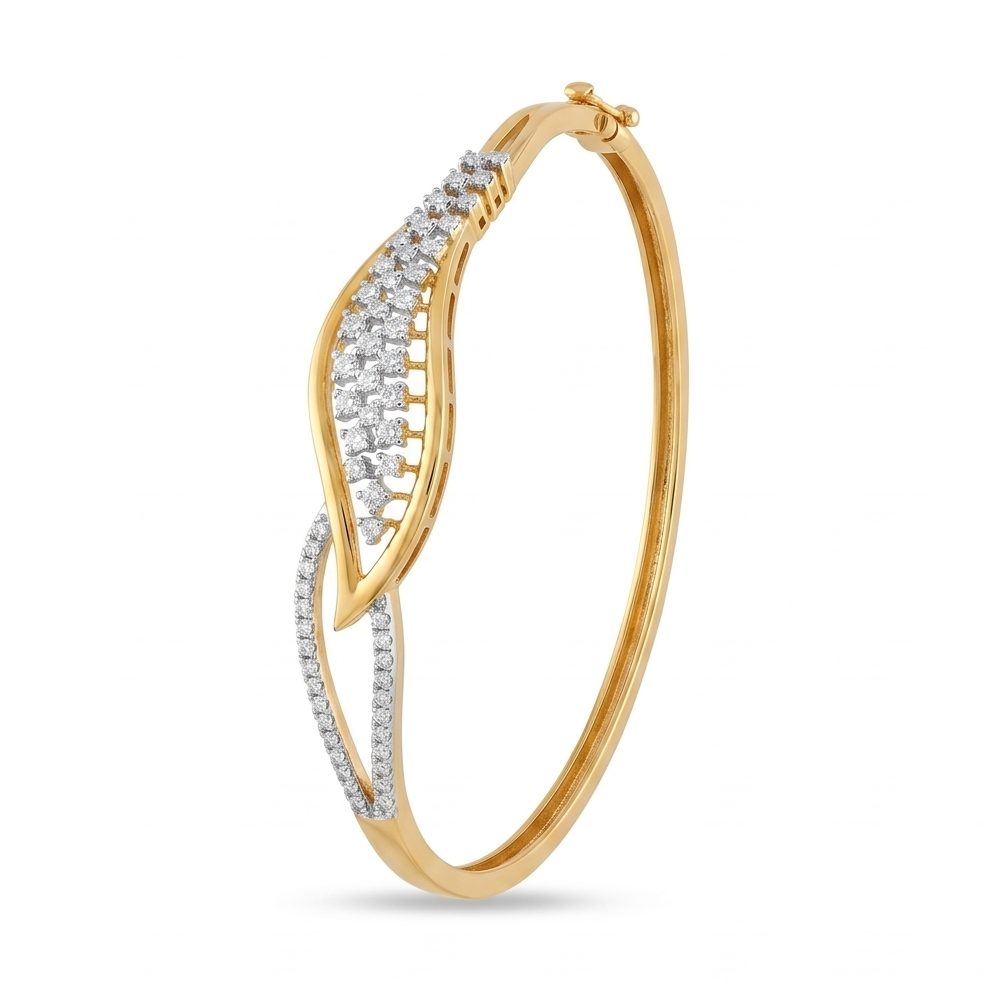 18KT Yellow Gold 0.64 Carat Round Diamond Bangle | Titali Design BN002561