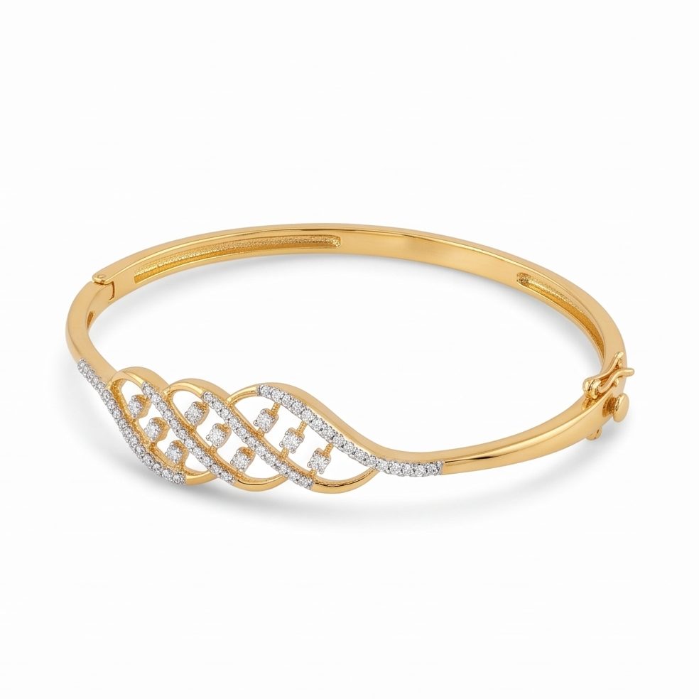 18KT Yellow Gold 0.35 Carat Round Diamond Bangle | Titali Design BN002541