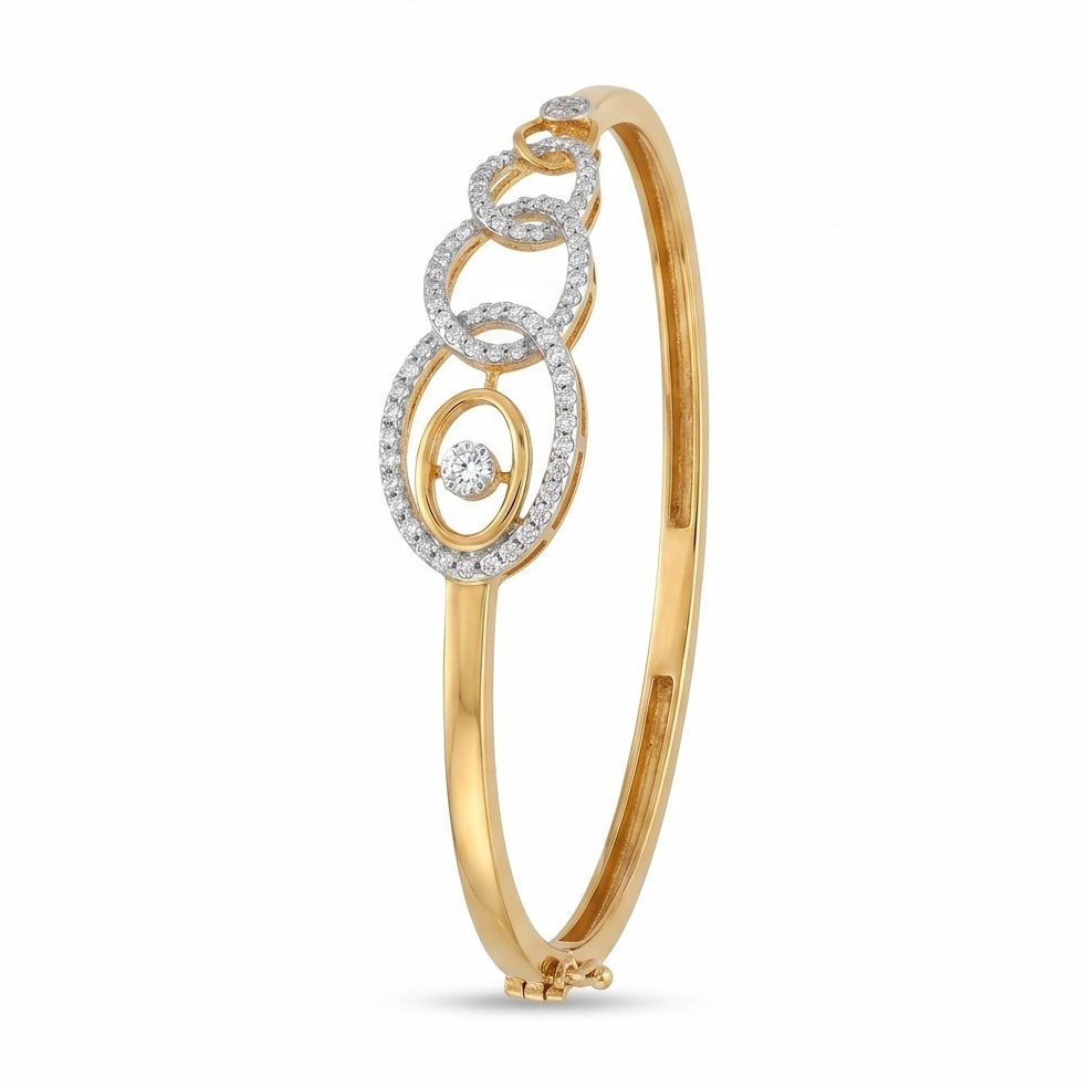 18KT Yellow Gold 0.5 Carat Round Diamond Bangle | Titali Design BN002593