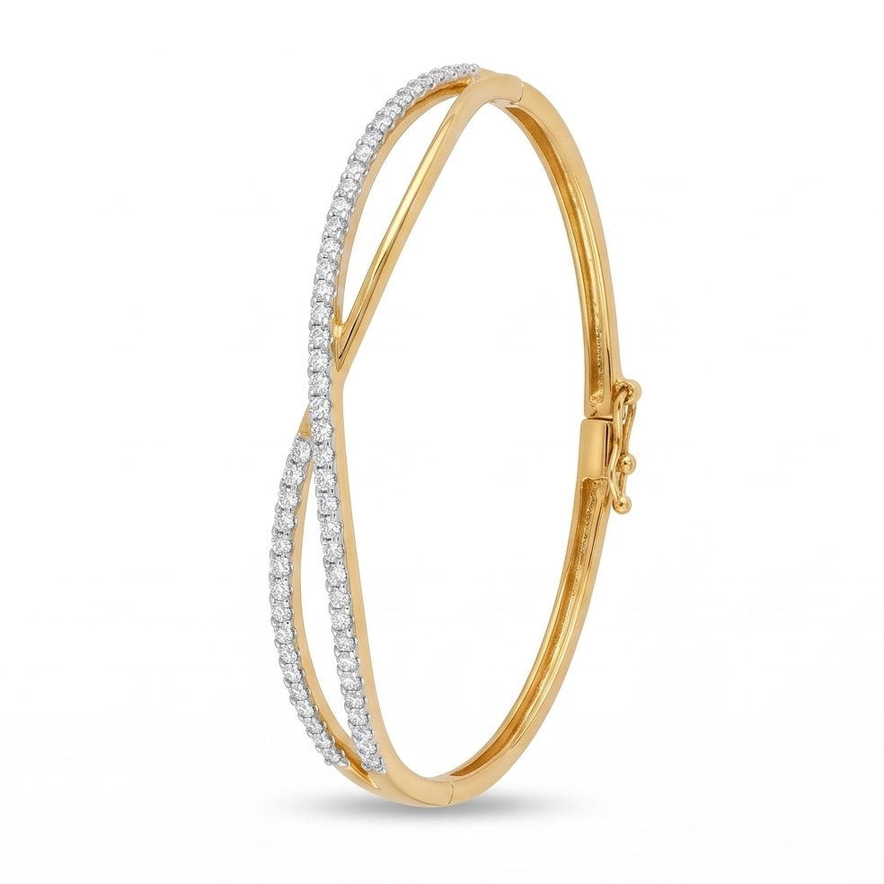 18KT Yellow Gold 0.71 Carat Round Diamond Bangle | Titali Design BN002594