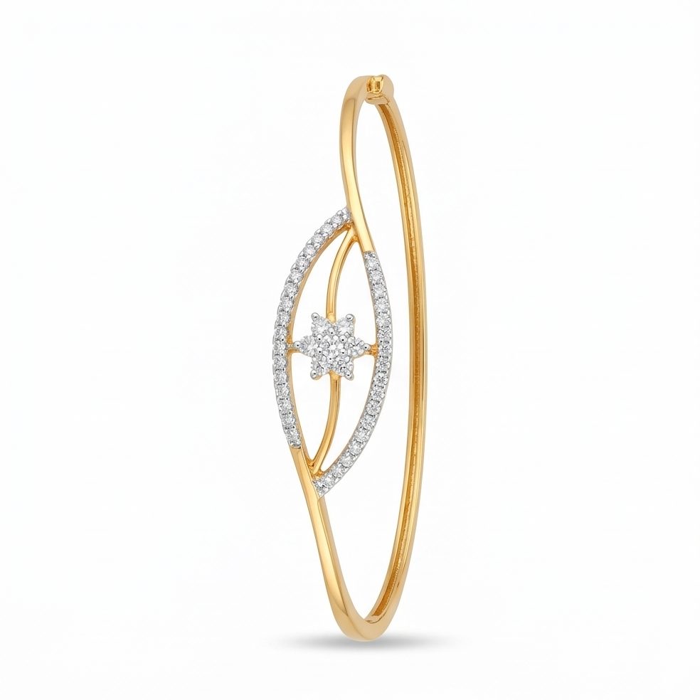 18KT Yellow Gold 0.43 Carat Round Diamond Bangle | Titali Design BN001356