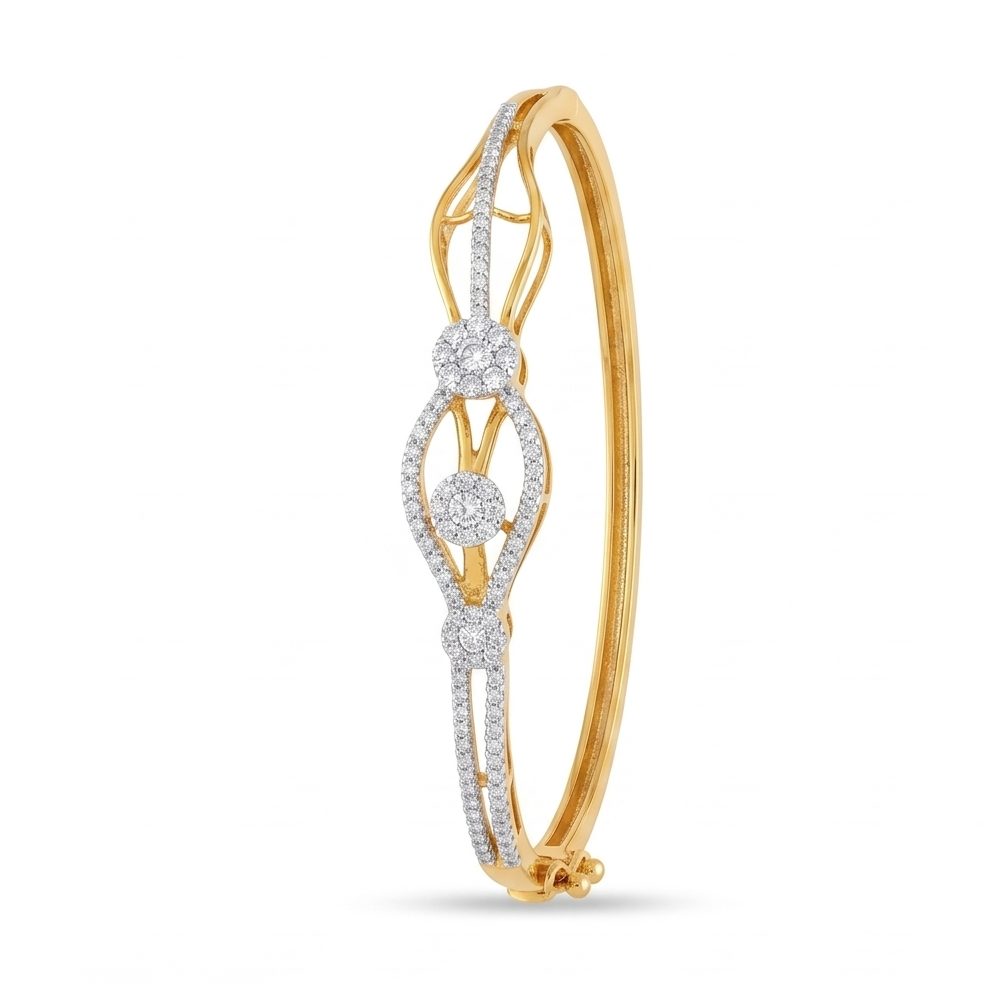 18KT Yellow Gold 0.82 Carat Round Diamond Bangle | Titali Design BN001330
