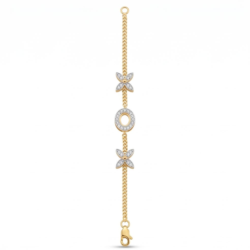 18KT Yellow Gold 0.2 Carat Round Diamond Bracelet | Titali Design LB-21054