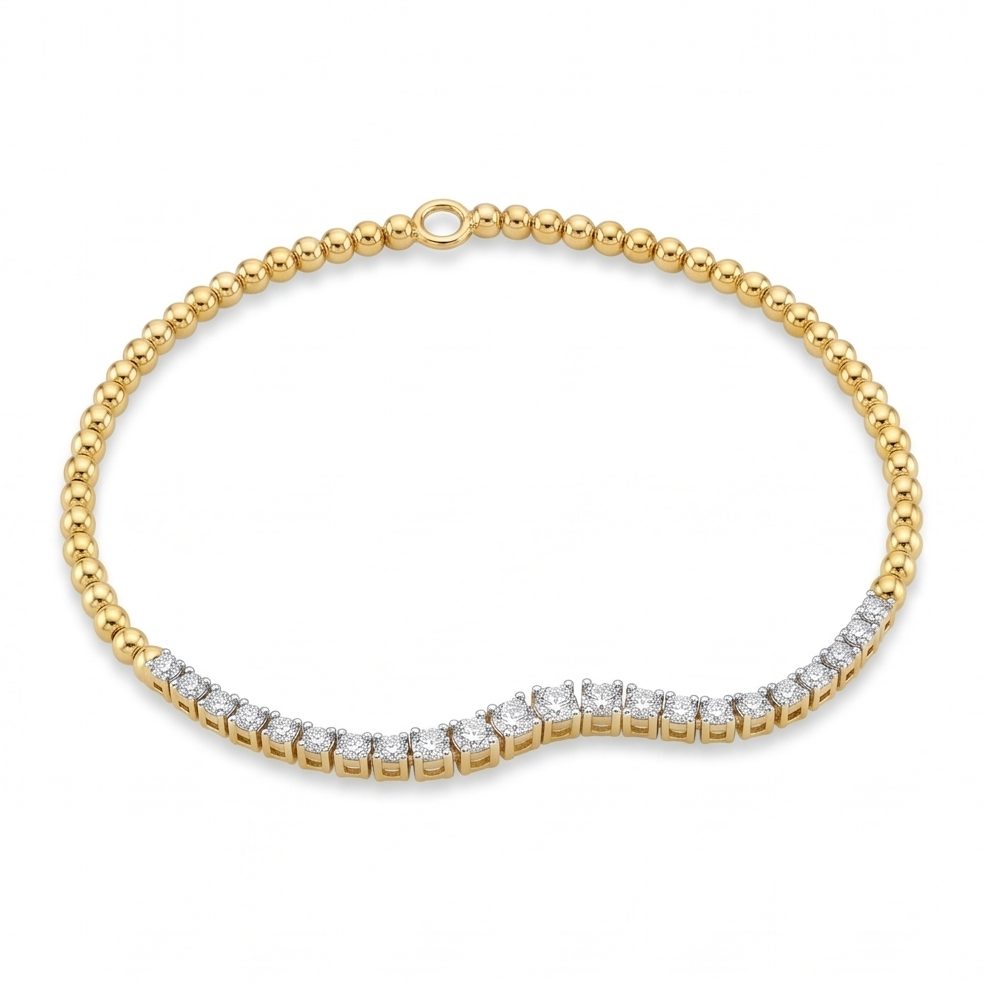 18KT Yellow Gold 1.19 Carat Round Diamond Bracelet | Titali Design BR10699LGB