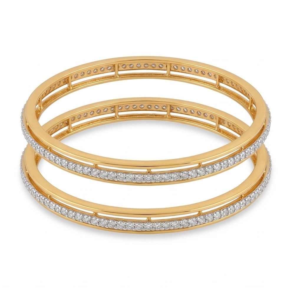 18KT Yellow Gold 4.38 Carat Round Diamond Bangle | Titali Design BA001444