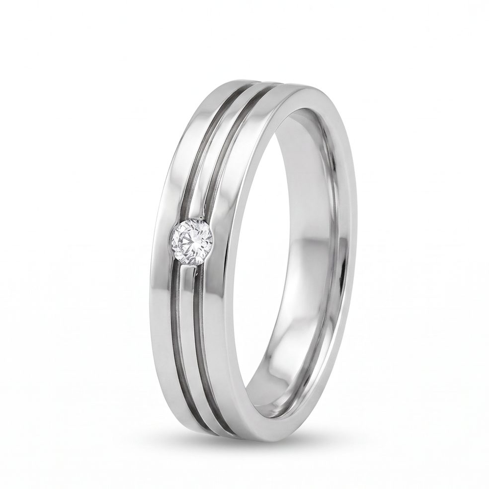 18KT White Gold 0.08 Carat Round Diamond Ring | Titali Design CB-299A