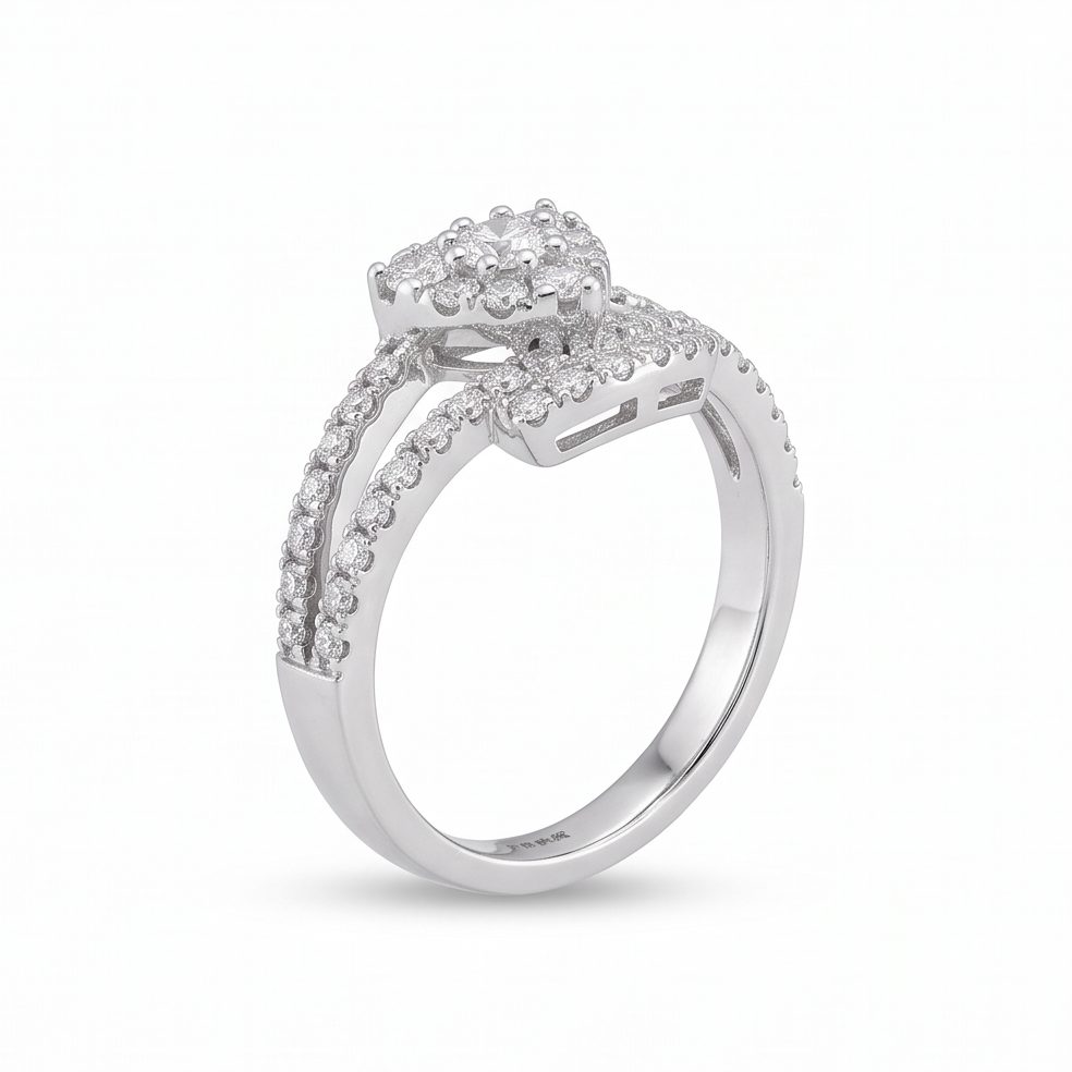 18KT White Gold 0.4 Carat Round Diamond Ring | Titali Design 24G13357