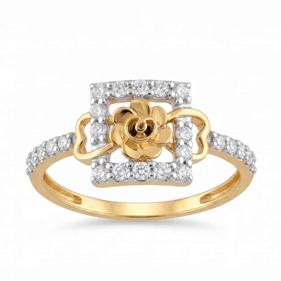 18KT Yellow Gold 0.29 Carat Round Diamond Ring | Titali Design LR-21527