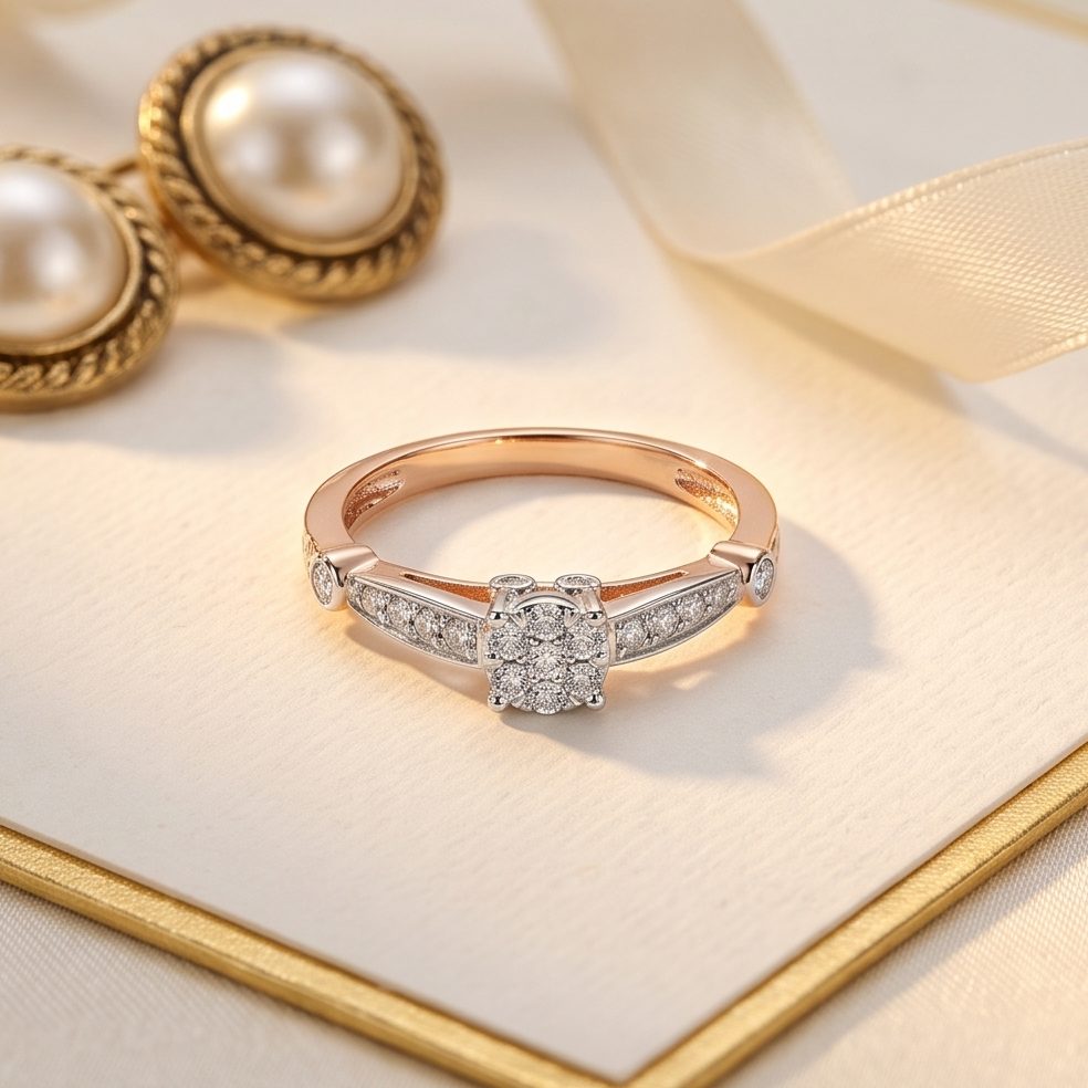 18KT Yellow Gold 0.27 Carat Round Diamond Ring | Titali Design LR-21539