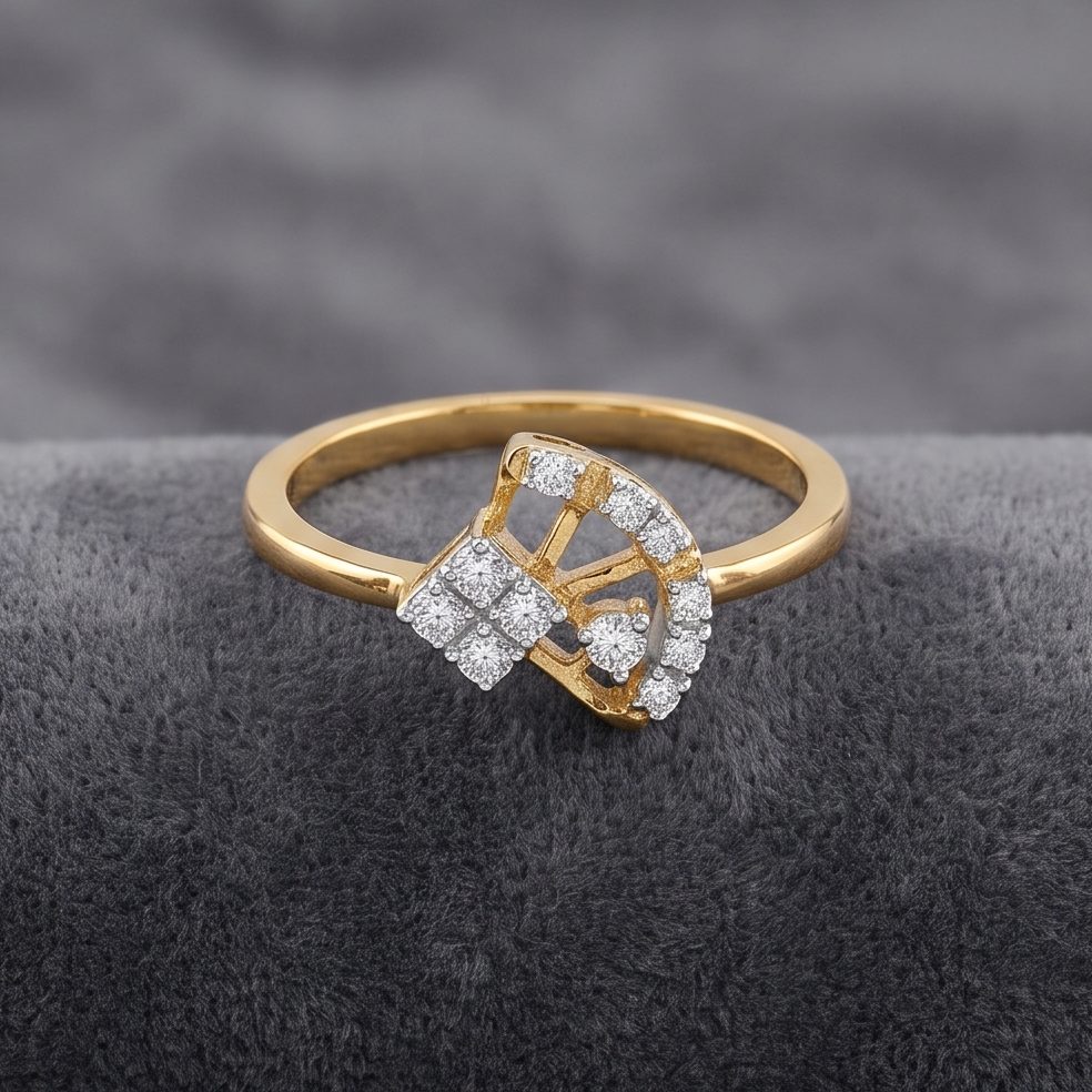 18KT Yellow Gold 0.1 Carat Round Diamond Ring | Titali Design ALR04962