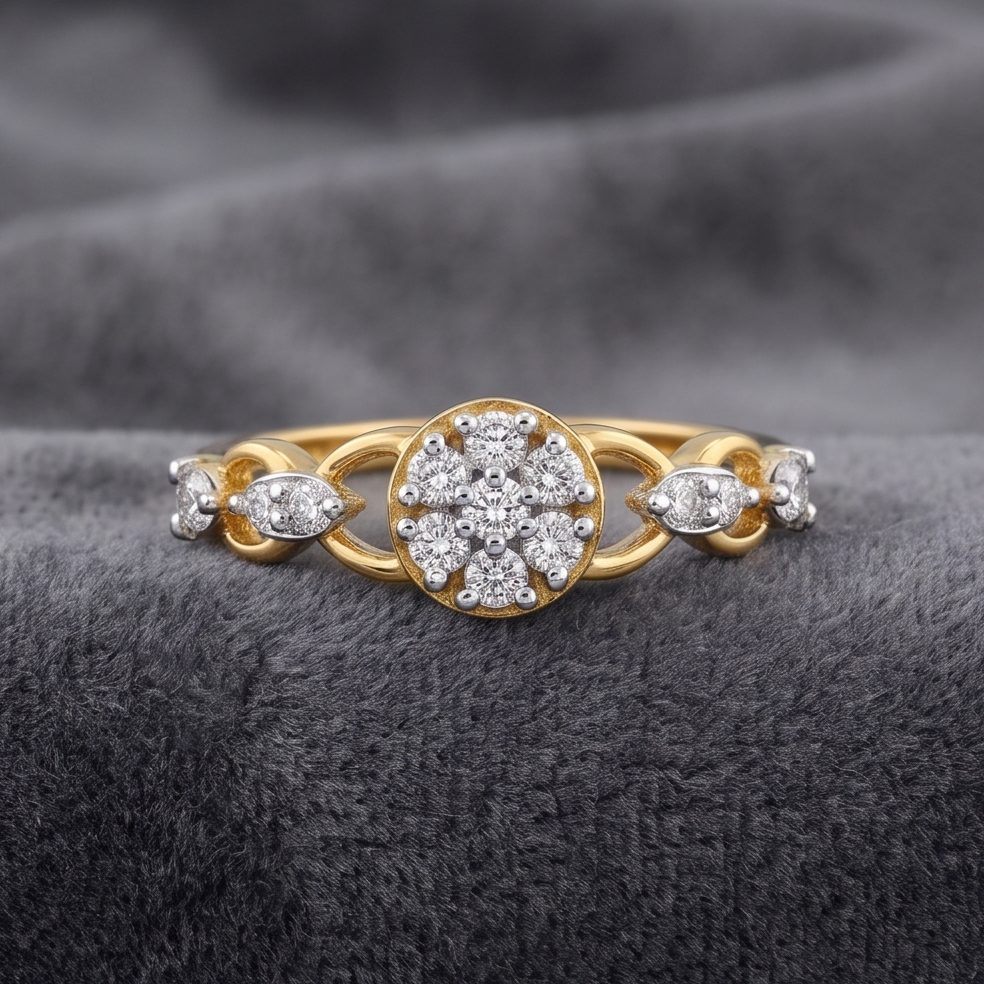 18KT Yellow Gold 0.24 Carat Round Diamond Ring | Titali Design LR-21200