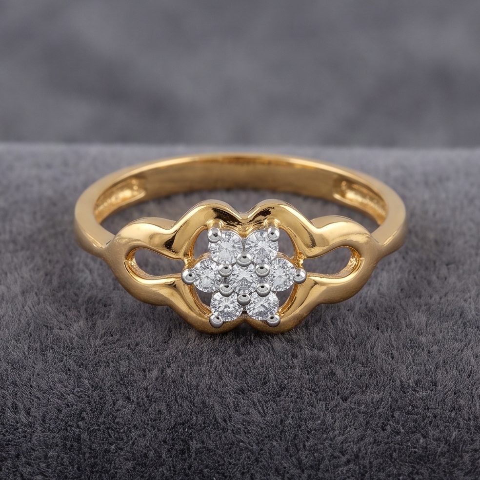 18KT Yellow Gold 0.09 Carat Diamond Ring | Titali Design LR-21142