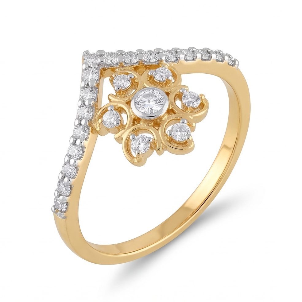 18KT Yellow Gold 0.26 Carat Round Diamond Ring | Titali Design LR-19760