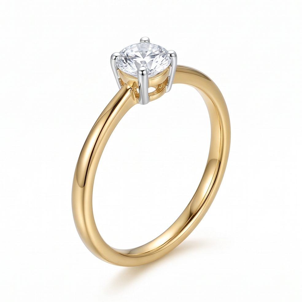 18KT Yellow Gold 0.27 Carat Round Diamond Ring | Titali Design LR-21613
