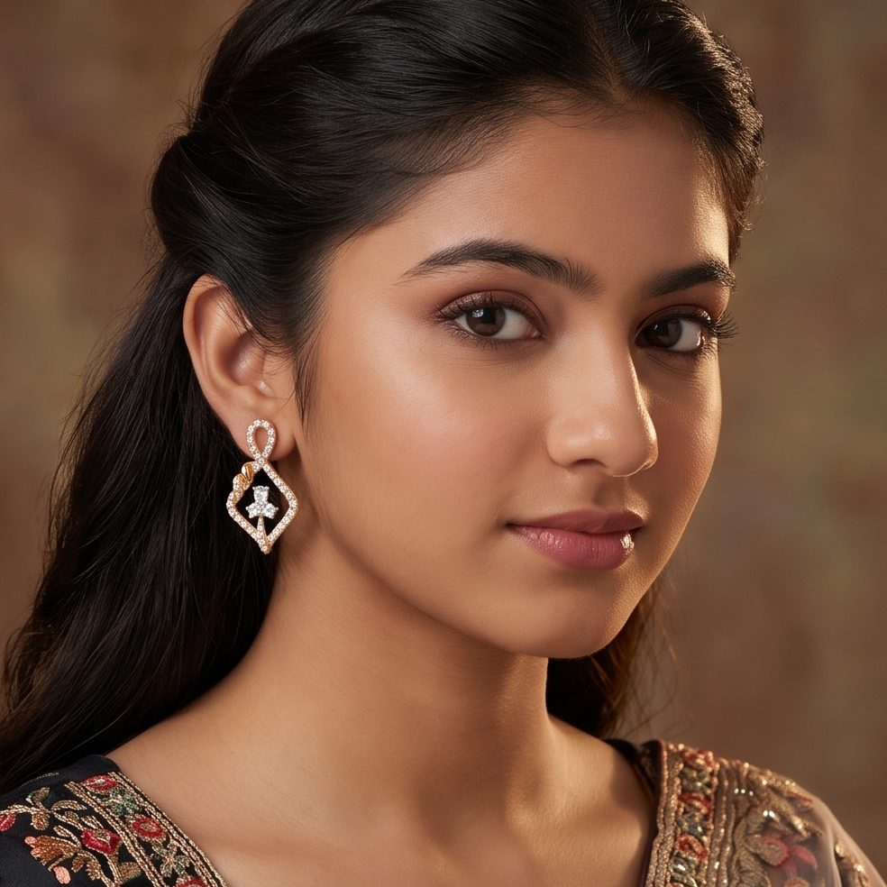 18KT Yellow Gold 0.6 Carat Round Diamond Earrings | Titali Design D1865ER3A