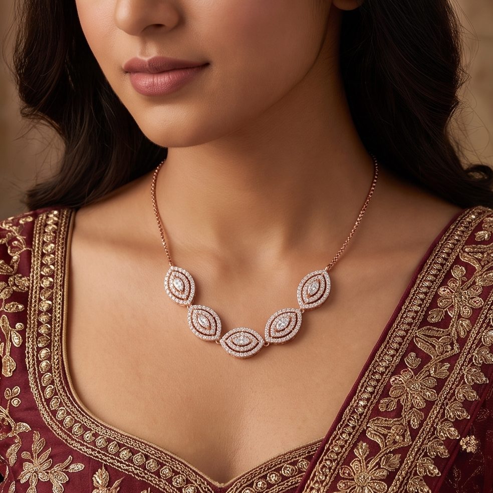 18KT Rose Gold 0.96 Carat Round Diamond Pendant | Titali Design P-21417