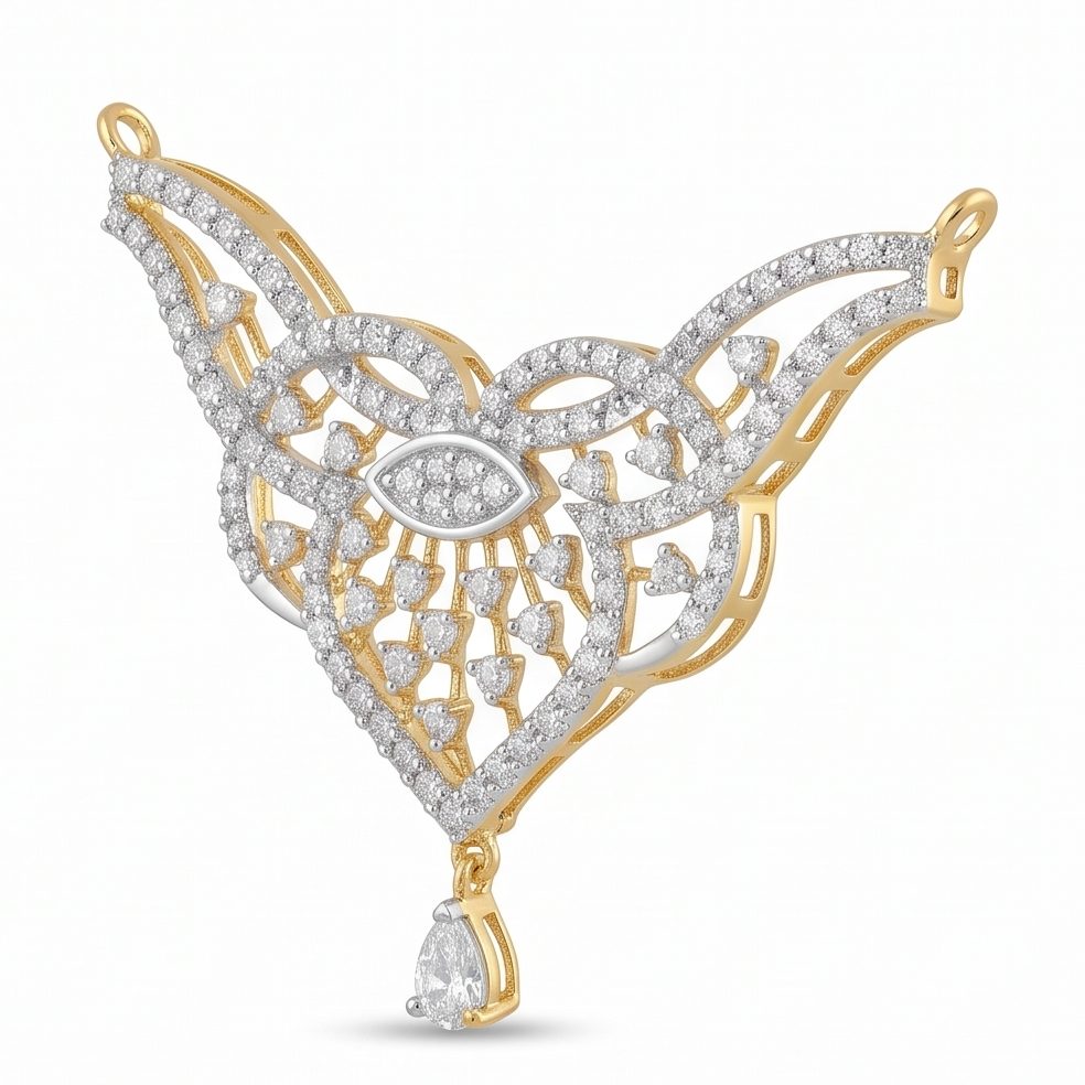 18KT Yellow Gold 0.74 Carat Round Diamond Pendant | Titali Design P-21636