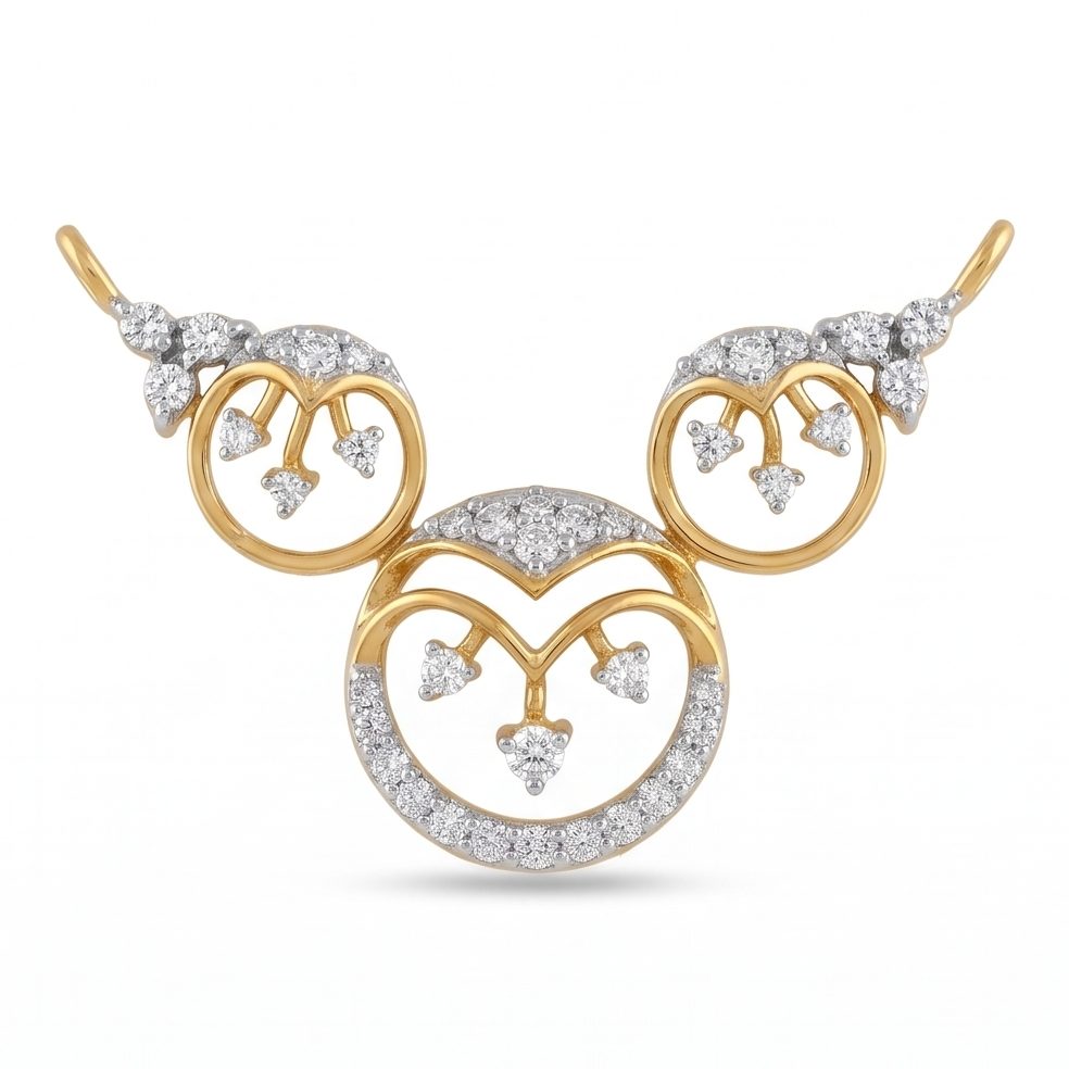 18KT Yellow Gold 0.3 Carat Round Diamond Pendant | Titali Design P-21286