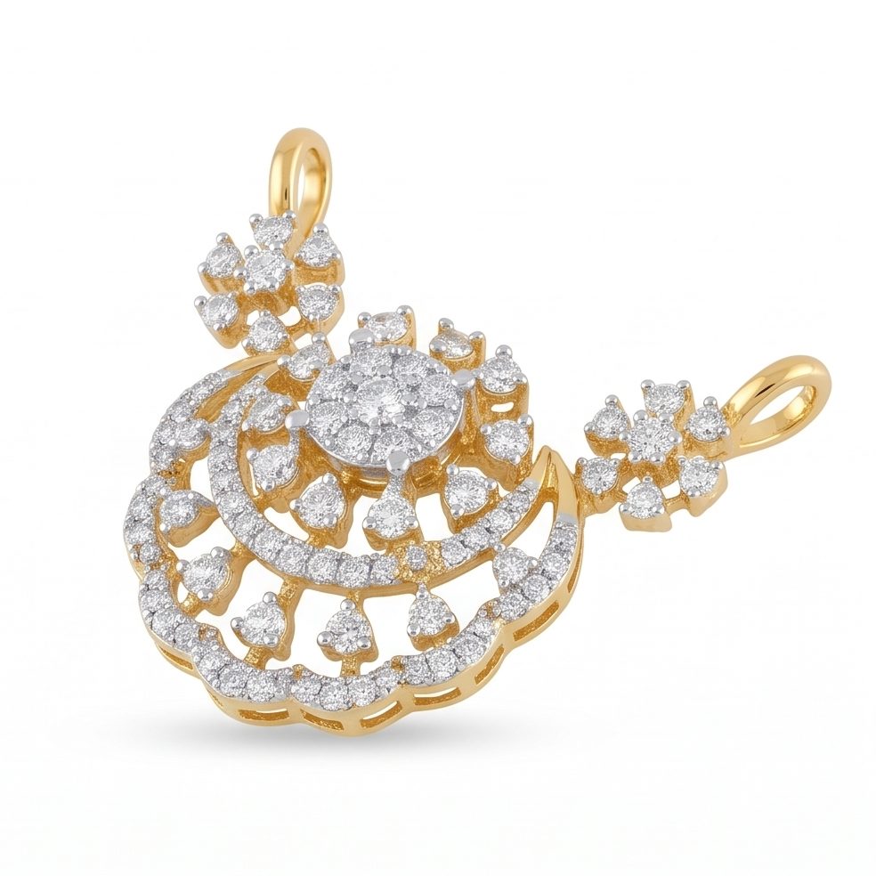 18KT Yellow Gold 0.6 Carat Round Diamond Pendant | Titali Design P-21643