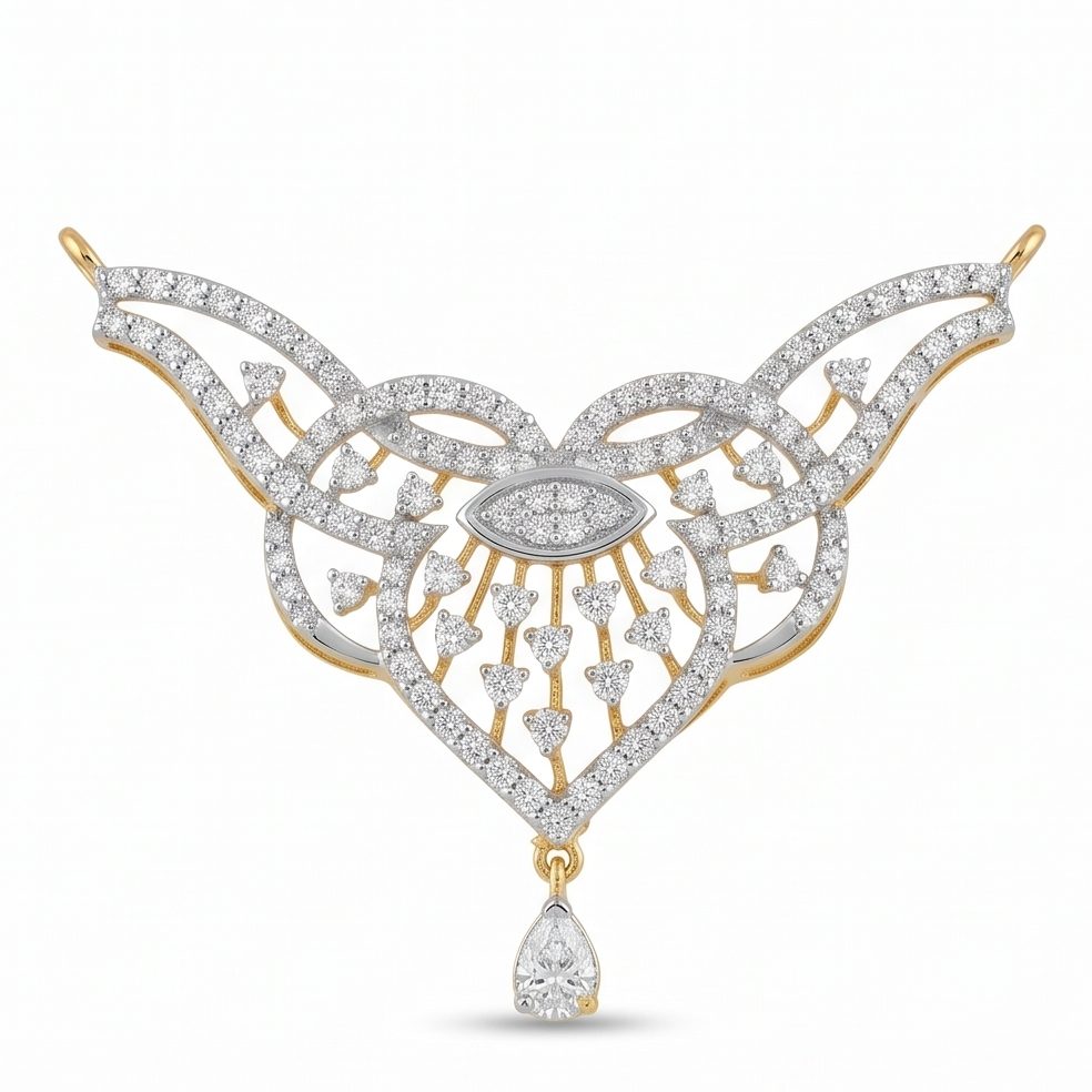 18KT Yellow Gold 0.74 Carat Round Diamond Pendant | Titali Design P-21636
