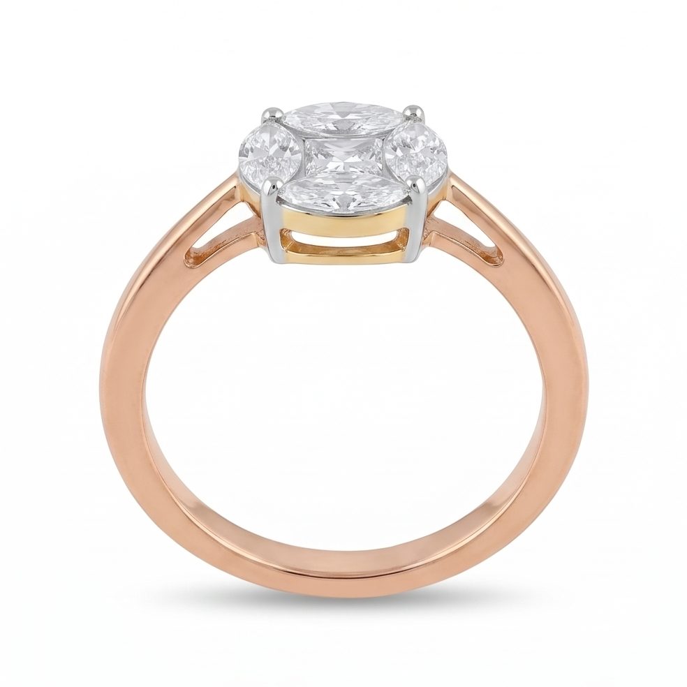 18KT Yellow Gold 0.92 Carat Princess & Marquise Diamond Ring | Titali Design DER75R4