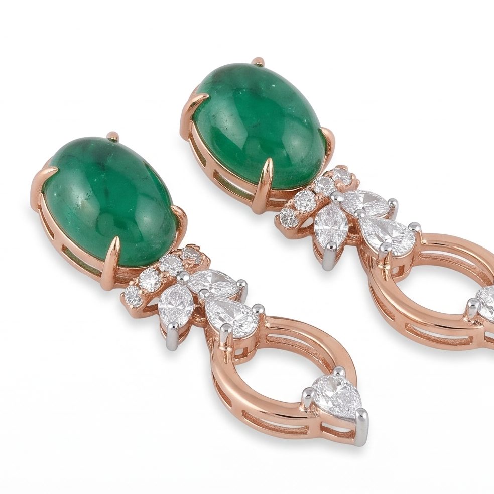 18KT Rose Gold 0.36 Carat Round & Pear & Marquise Diamond Earrings | Titali Design D1482ER6