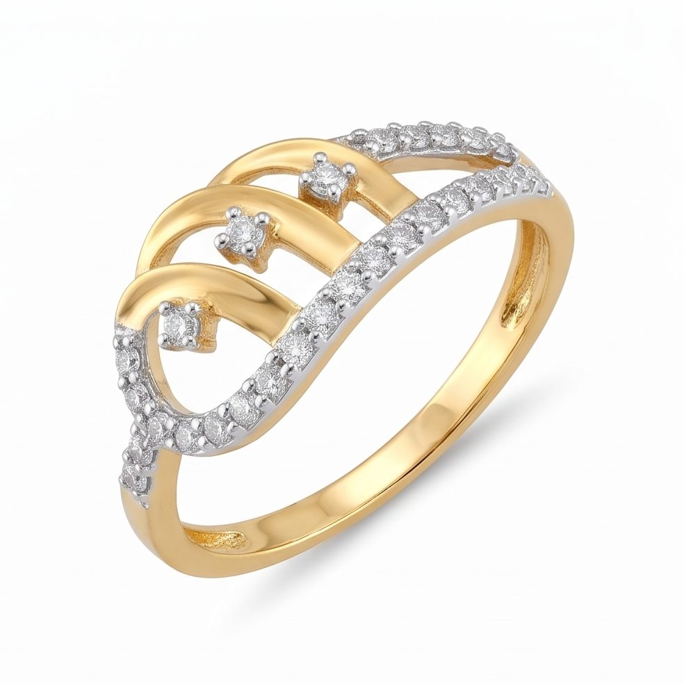 18KT Yellow Gold 0.27 Carat Round Diamond Ring | Titali Design LR-21506
