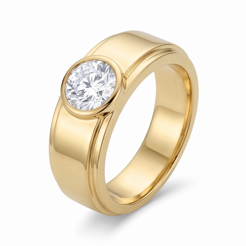 18KT Yellow Gold 0.15 Carat Round Diamond Ring | Titali Design GR-20582