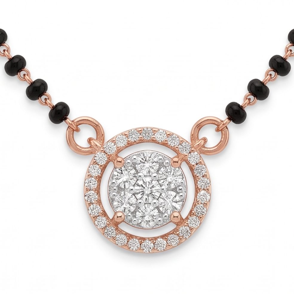 18KT Rose Gold 0.45 Carat Round & Marquise & Princess Diamond Necklace | Titali Design 6394P14
