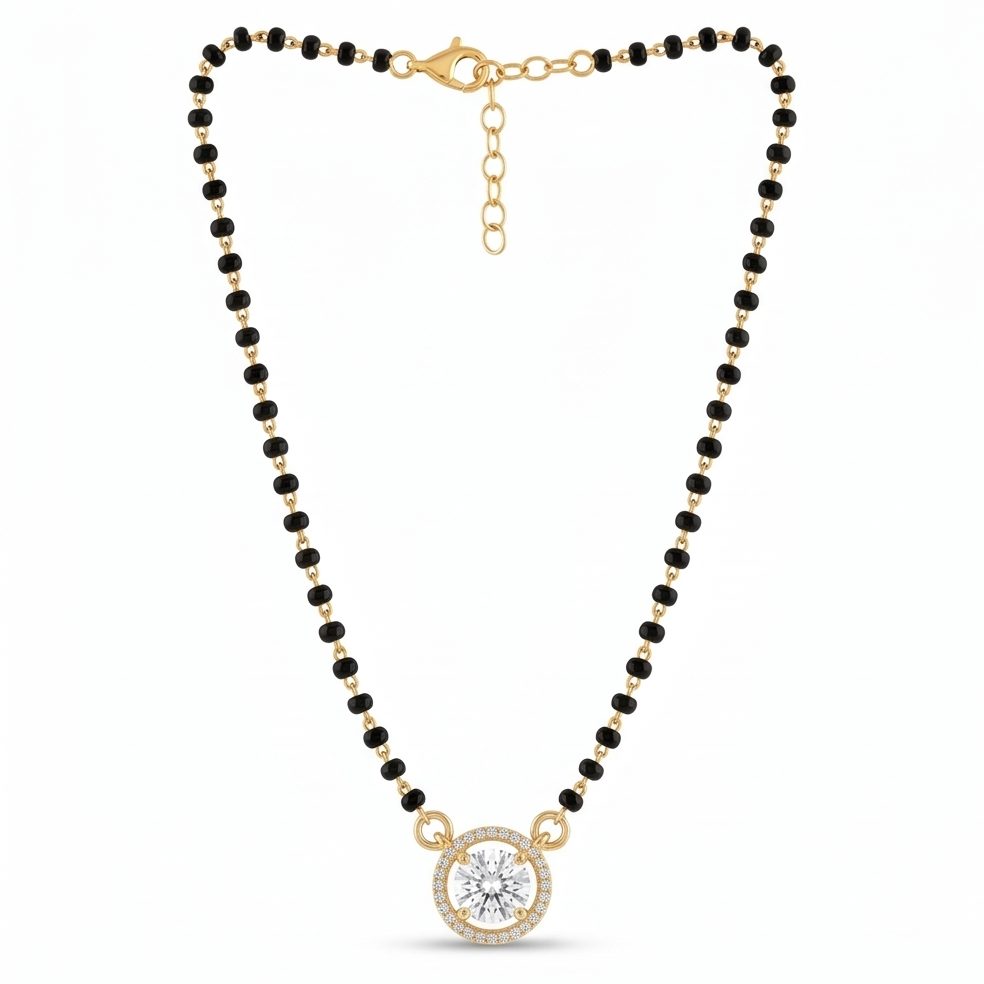 18KT Yellow Gold 0.63 Carat Round Diamond Pendant | Titali Design P-21413