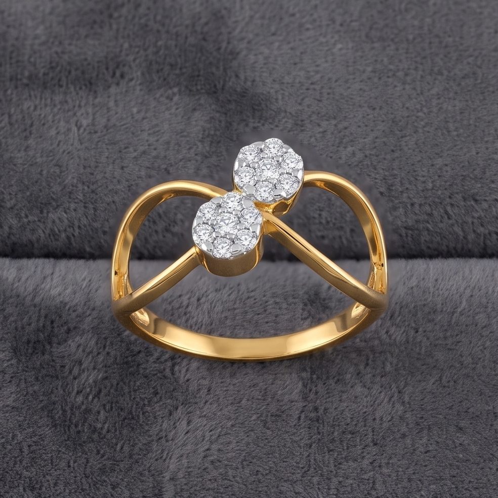 18KT Yellow Gold 0.18 Carat Round Diamond Ring | Titali Design LR-21536