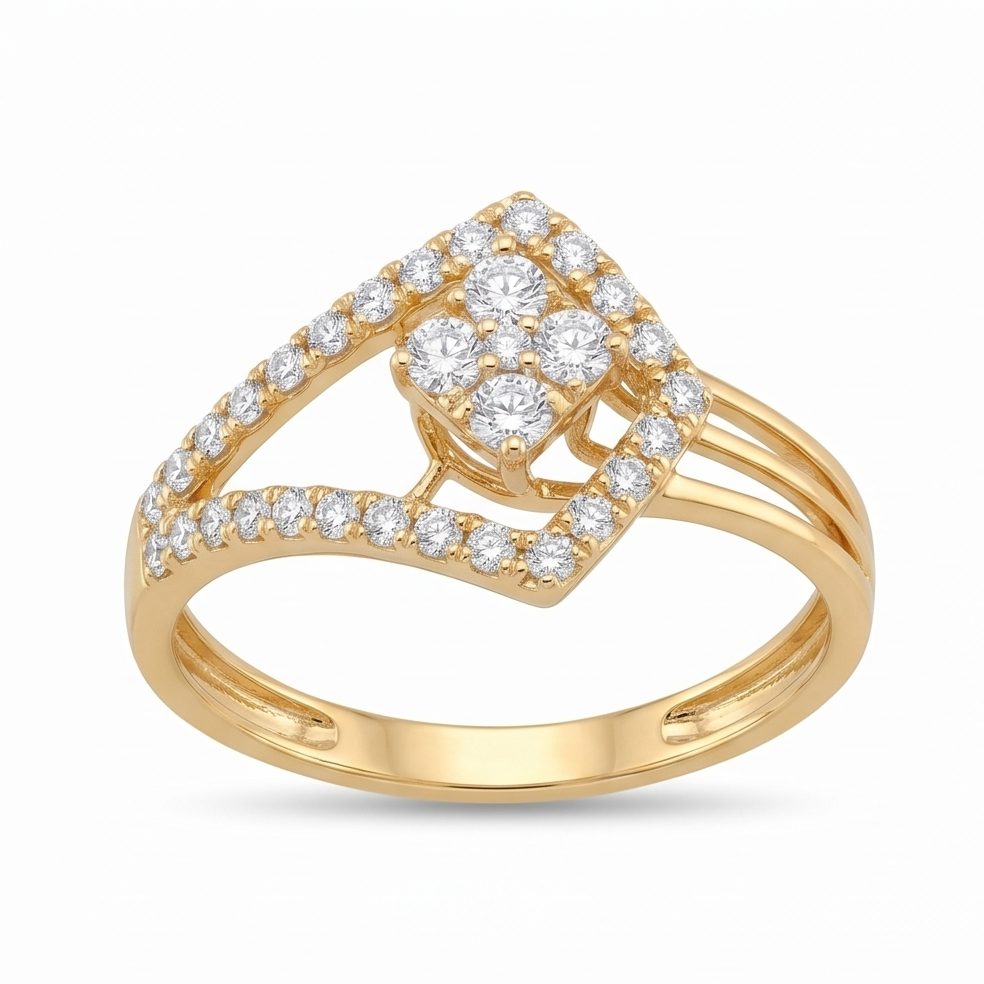 18KT Yellow Gold 0.33 Carat Round Diamond Ring | Titali Design DJR01266AM