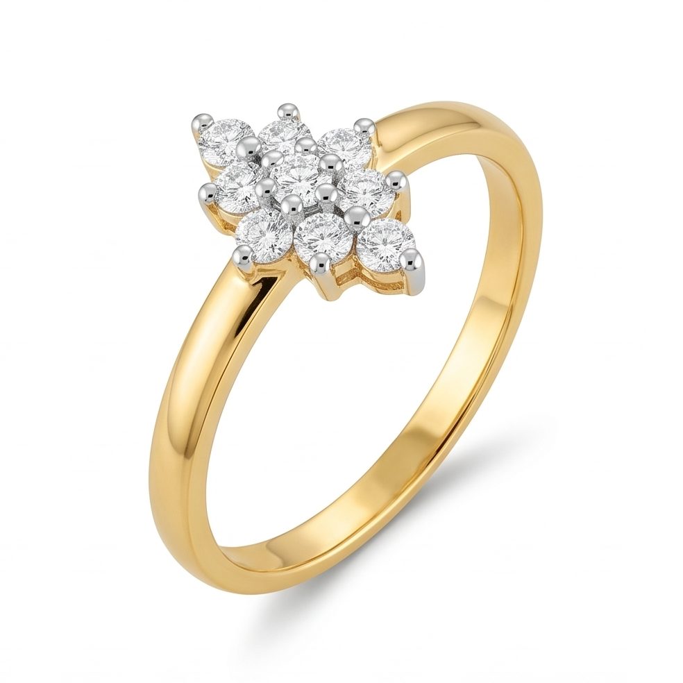 18KT Yellow Gold 0.21 Carat Round Diamond Ring | Titali Design LR-21335