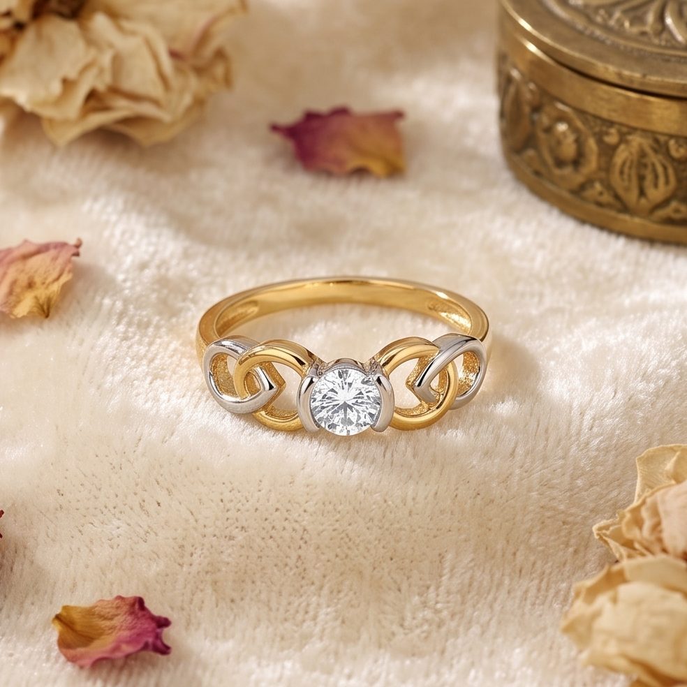 18KT Yellow Gold 0.16 Carat Round Diamond Ring | Titali Design LR-21128